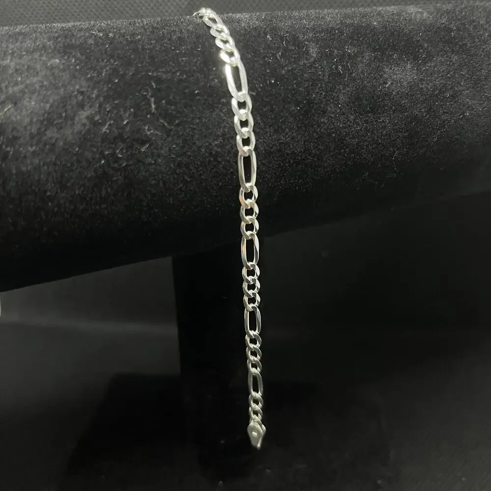 Esclava De Plata 925 Con Tejido Figaro,925 Silver Bracelet 7 Inch